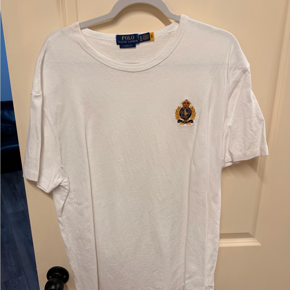Ralph Lauren White Tee with Embroidered Crest